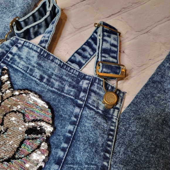 Girls Acid Washed Distressed Denim Overalls - Size 14/16 EUC - Picture 8 of 14